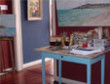 Sala 2: atelier Contemporâneo - dedicação
Reprodução do atelier atual, com material próprio da artista e em uso. Suportes prontos a serem pintados, bagagem versus produção recente.