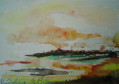 Aquarela – 15 x 20 cm – 1994.
<br/>
Sala 2: atelier Contemporâneo - dedicação
Reprodução do atelier atual, com material próprio da artista e em uso. Suportes prontos a serem pintados, bagagem versus produção recente.