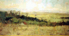 Paisagem do sul 
<br/>
<br/>
0,410 x 0,720m - Coleção particular
<br/>
Retrata arredores de Antonina. Em primeiro plano vê-se vegetação rasteira em tons ocres, amarelos verdes e terra, em meio qual vê-se um cercado. Em segundo plano capão de mata em tons de verdes e ocres, mais acentuados na parte direita. Em terceiro, campos em verde claro com pinceladas acinzentadas no sentido horizontal formando vegetações. 