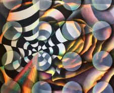 Obra "Profusão A", pintura em Veladura acrílica sobre tela assinada por Jô Sampaio.

 