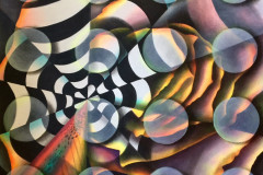 Obra "Profusão A", pintura em Veladura acrílica sobre tela assinada por Jô Sampaio.

 