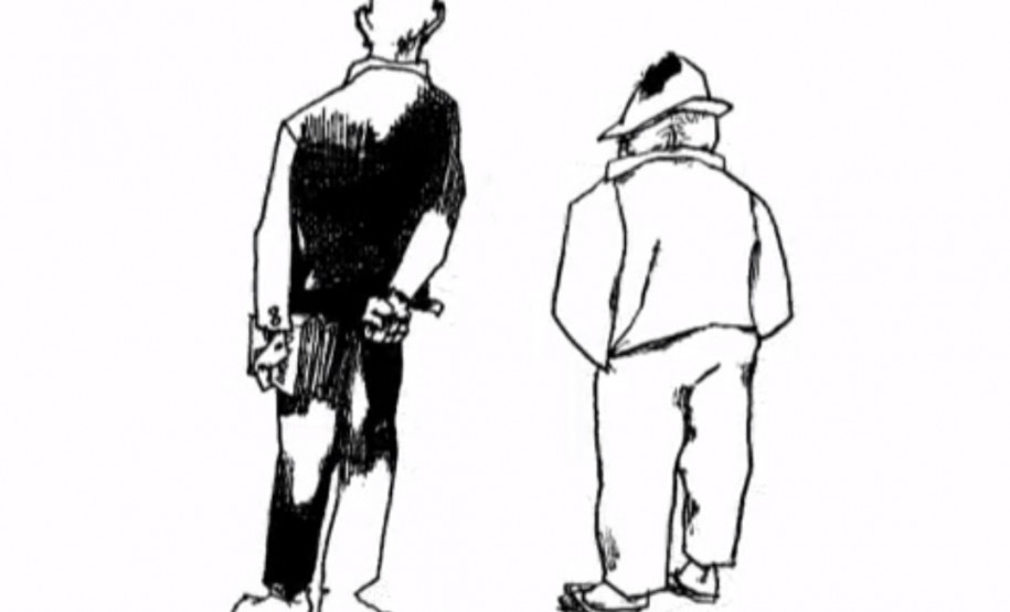 Montagem da autora Sônia Gutierrez para o livro "Entretextos" com desenhos de Poty Lazzarotto publicados nas obras "Em Busca de Curitiba perdida" (1999) de Dalton Trevisan e "Poty, trilhos, trilhas e traços" (1994) da Fundação Cultural de Curitiba.